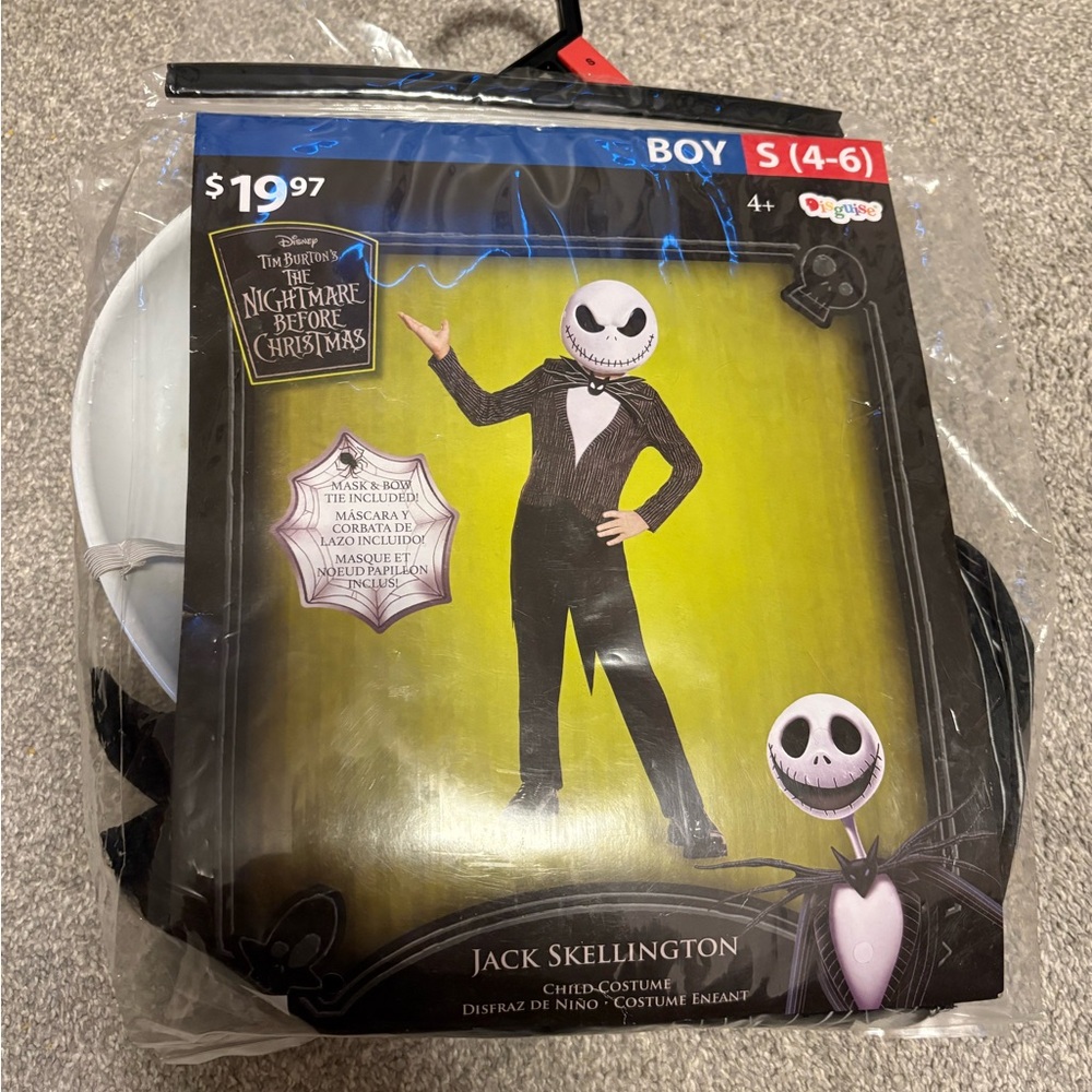 Disney Jack Skellington Kids Costume S 4-6 - Black and White